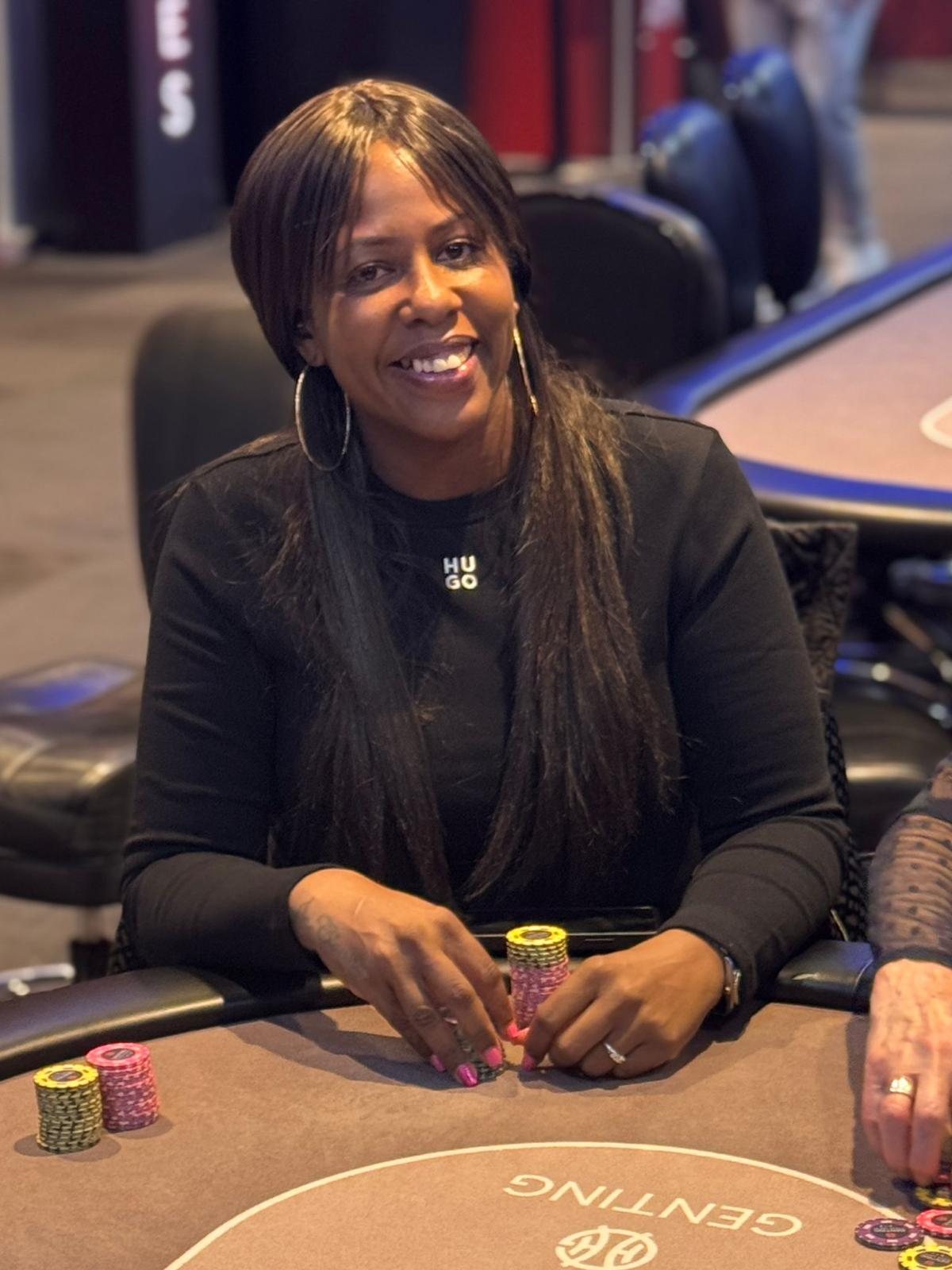 Smiling BPS Ladies player with chips