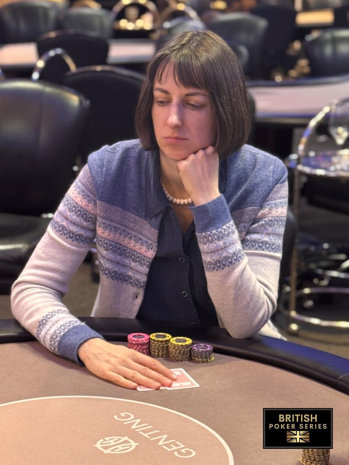 BPS Ladies player concentrating with chips at the table