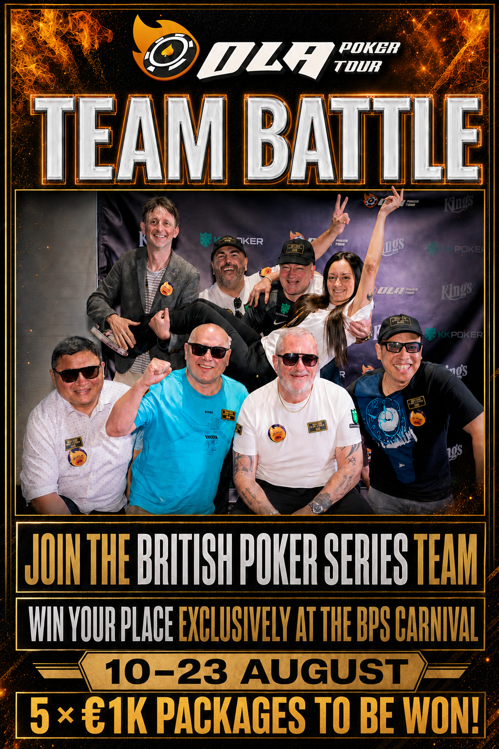 OLA Poker Tour Team Battle poster with the British Poker Series team