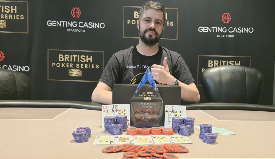 PLO 4/5/6 champion with the Championship trophy