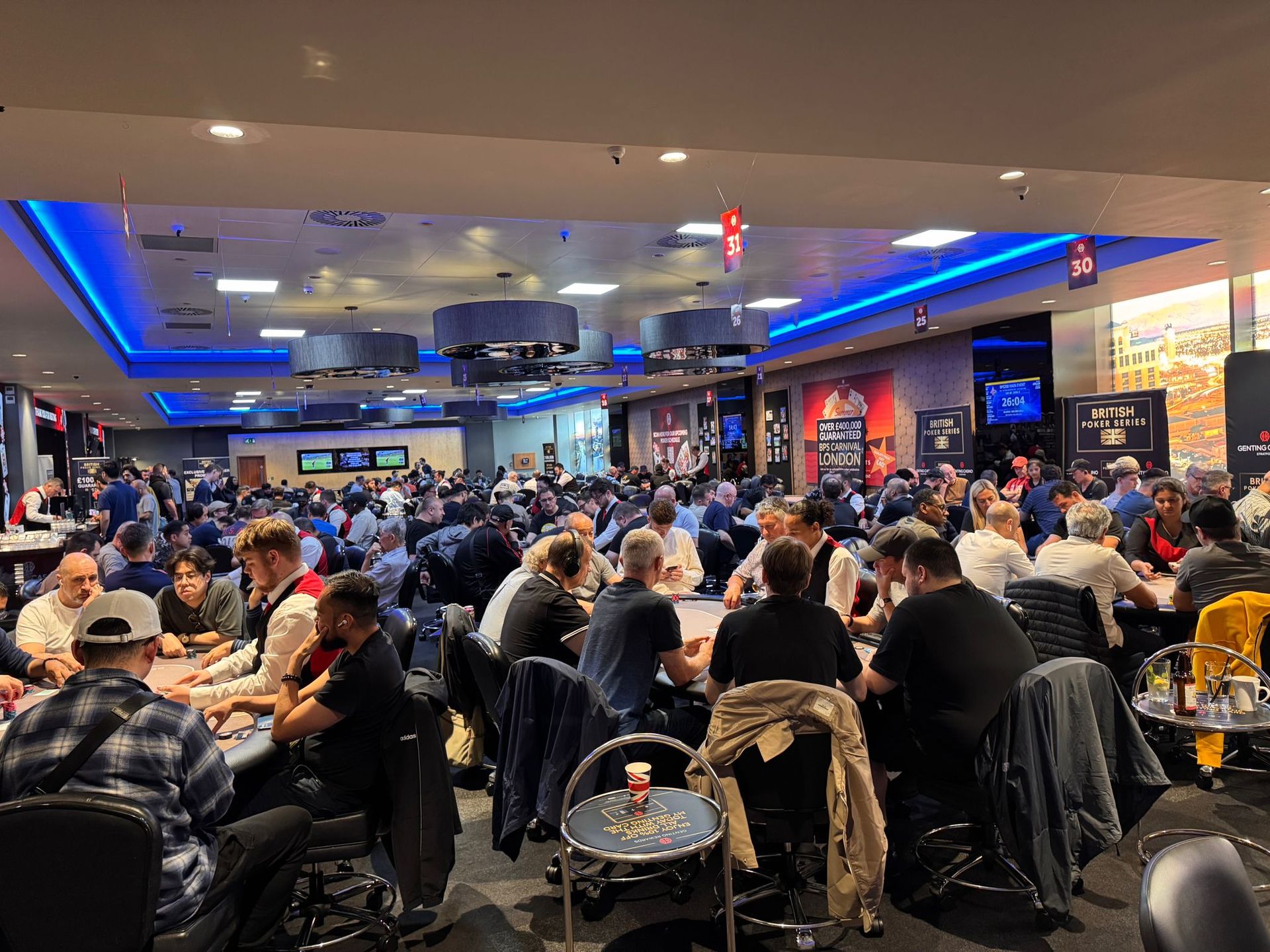 Packed British Poker Series poker room at Genting Casino Stratford